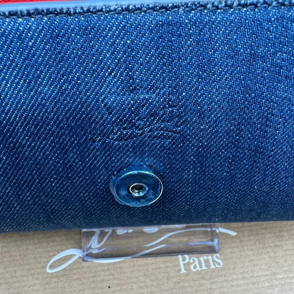 Christian Louboutin DENIM Paloma Embellished Clutch Wallet on Chain New in Box!